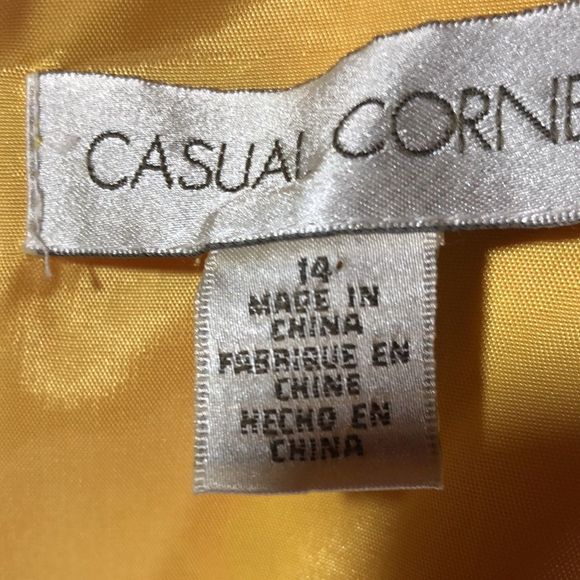 100% silk sheath dress/Casual Corner/ yellows, oranges/white/sleeveless/lined - Picture 6 of 14